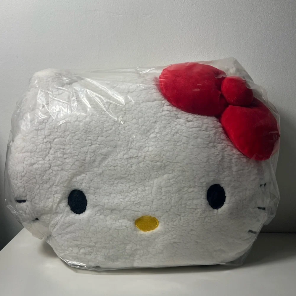 Hello Kitty Sanrio Cat Kitty Face Head Sherpa Decorative Pillow Teddy Bear Plush